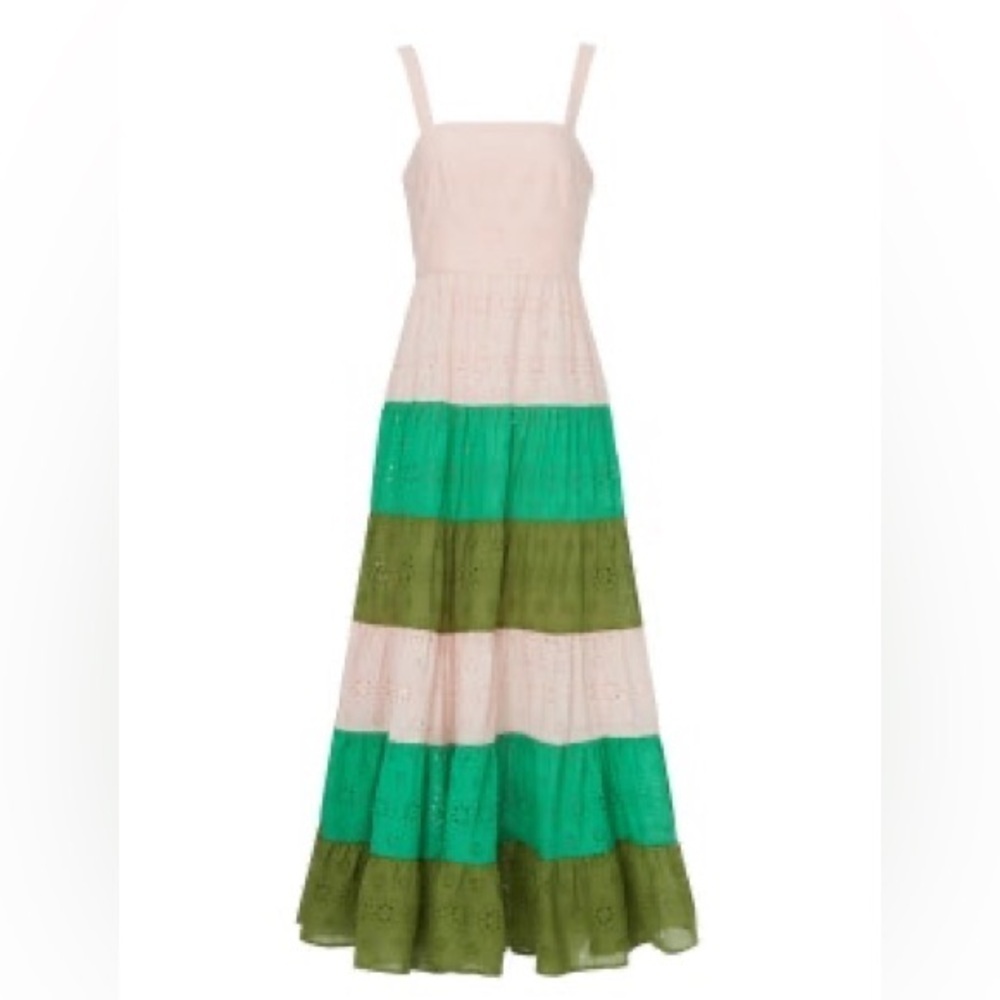 Slate & Willow Tiered Colorblock Pink and Green Eyelet Dress in size 8​​…​​​ - Picture 5 of 7